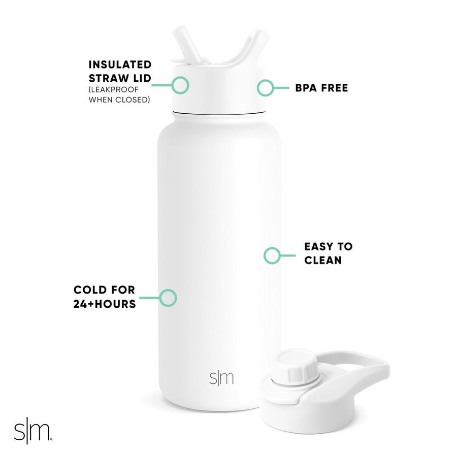 summit water bottle with straw lid and chug lid