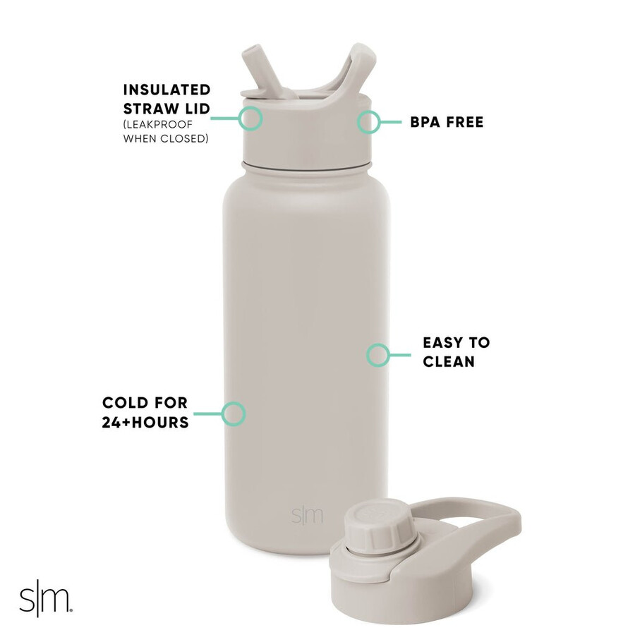 summit water bottle with straw lid and chug lid