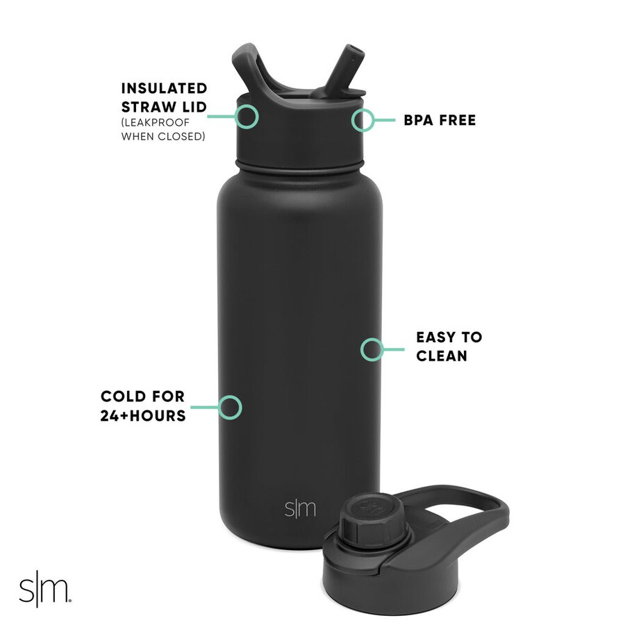 summit water bottle with straw lid and chug lid