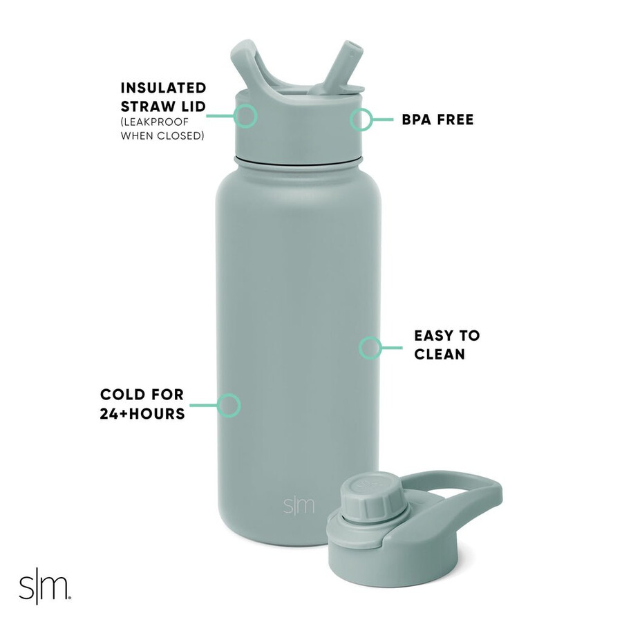 summit water bottle with straw lid and chug lid